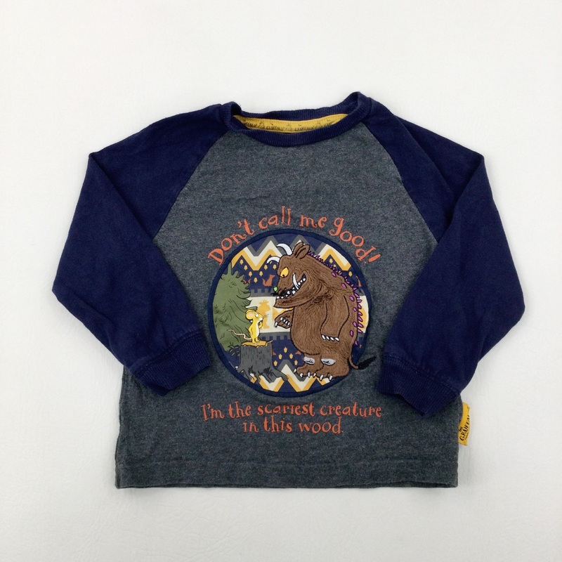 'Don't Call Me Good!' The Gruffalo Appliqued Navy & Grey Long Sleeve Top - Boys 2-3 Years