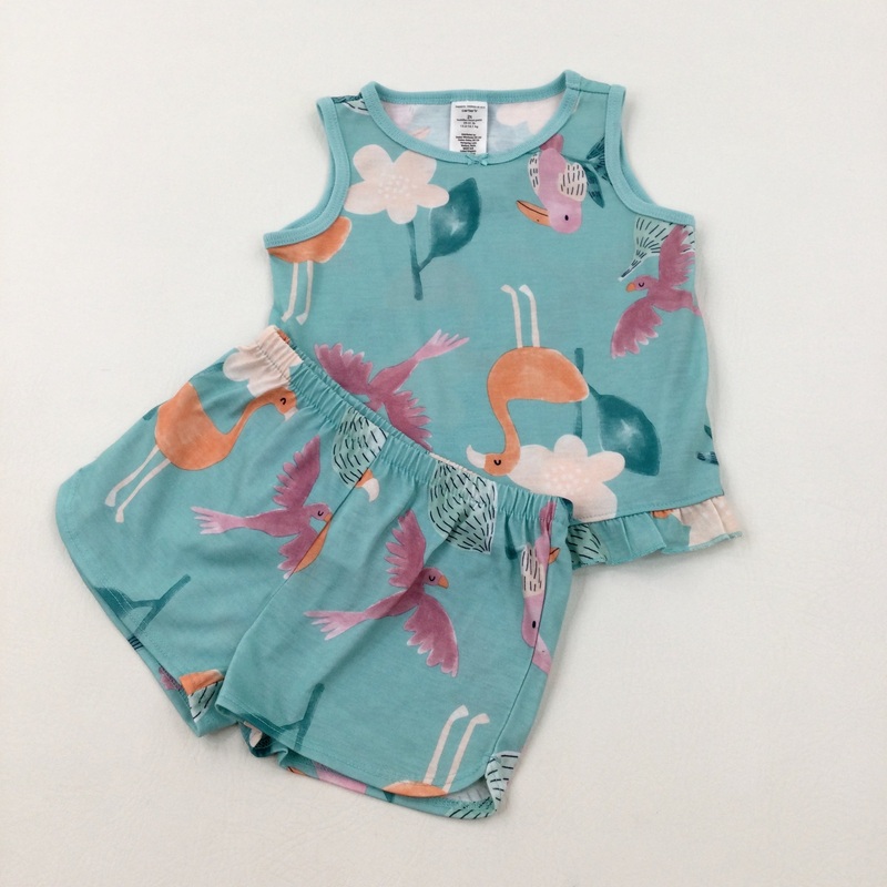 **NEW** Colourful Birds Blue Vest Top & Shorts Set - Girls 18-24 Months