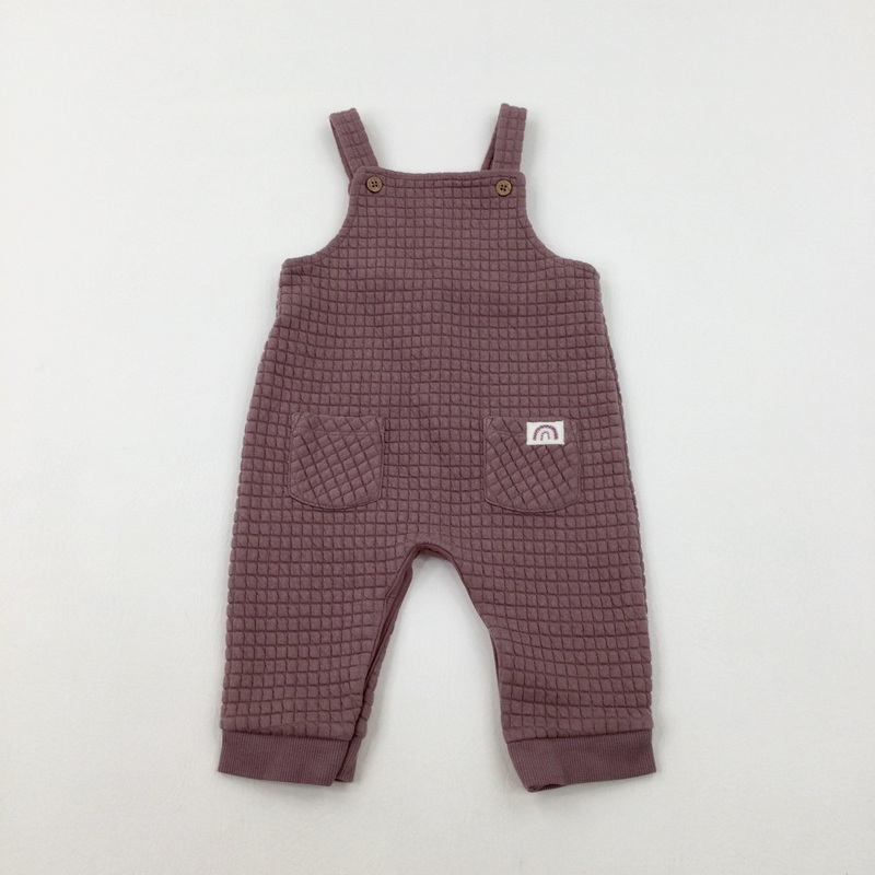 Rainbow Appliqued Brown Dungarees - Boys 6-9 Months
