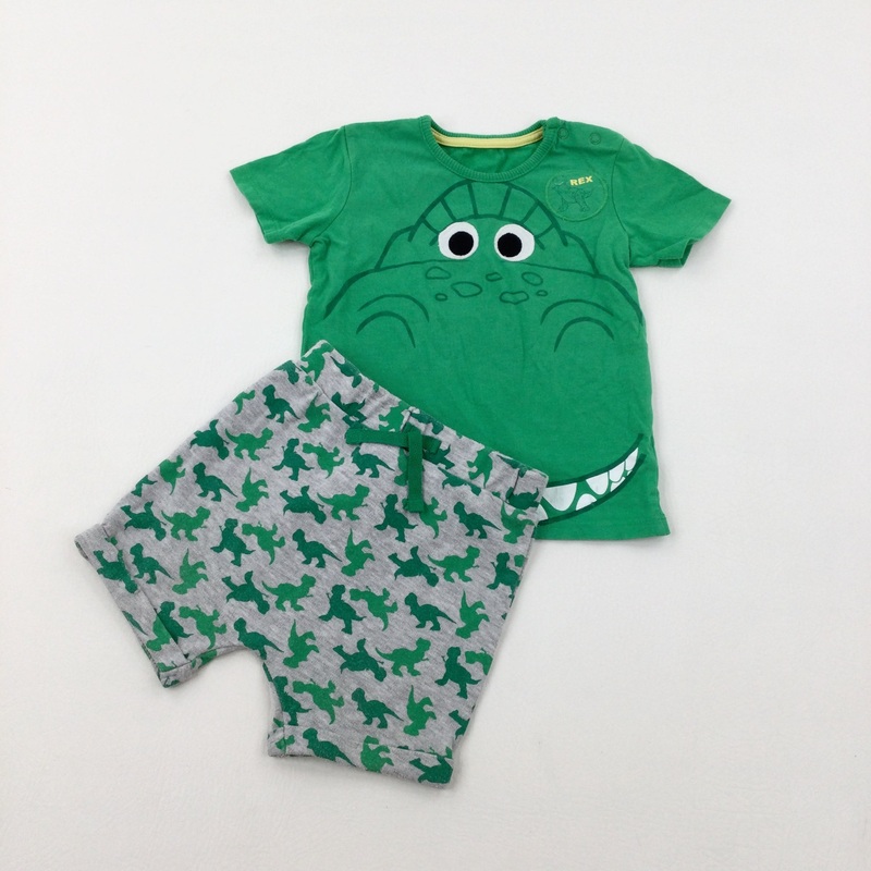 'Rex' Toy Story Dinosaurs Green T-Shirt & Shorts Set - Boys 12-18 Months