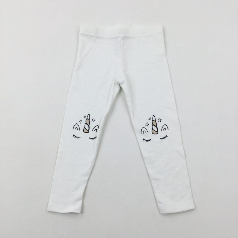 Unicorns White Leggings - Girls 2-3 Years