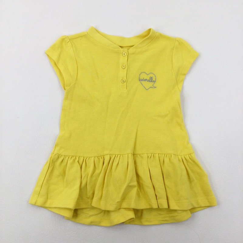 'Adorable' Embroidered Yellow Dress - Girls 3-4 Years