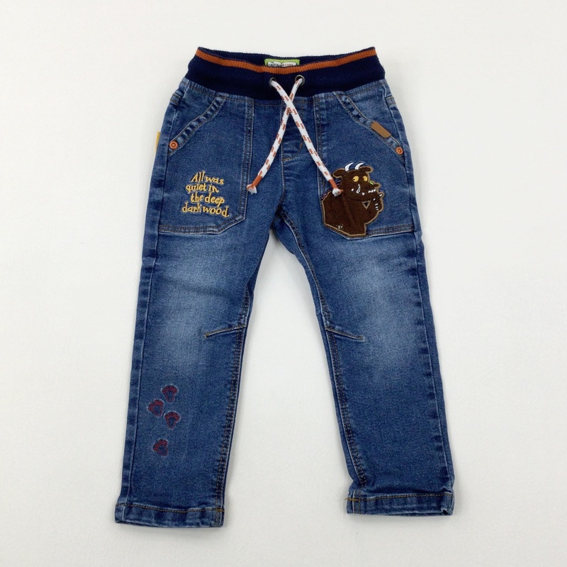 'All Was Quiet In The Deep Dark Wood' The Gruffalo Appliqued Mid Blue Denim Jeans - Boys 18-24 Months