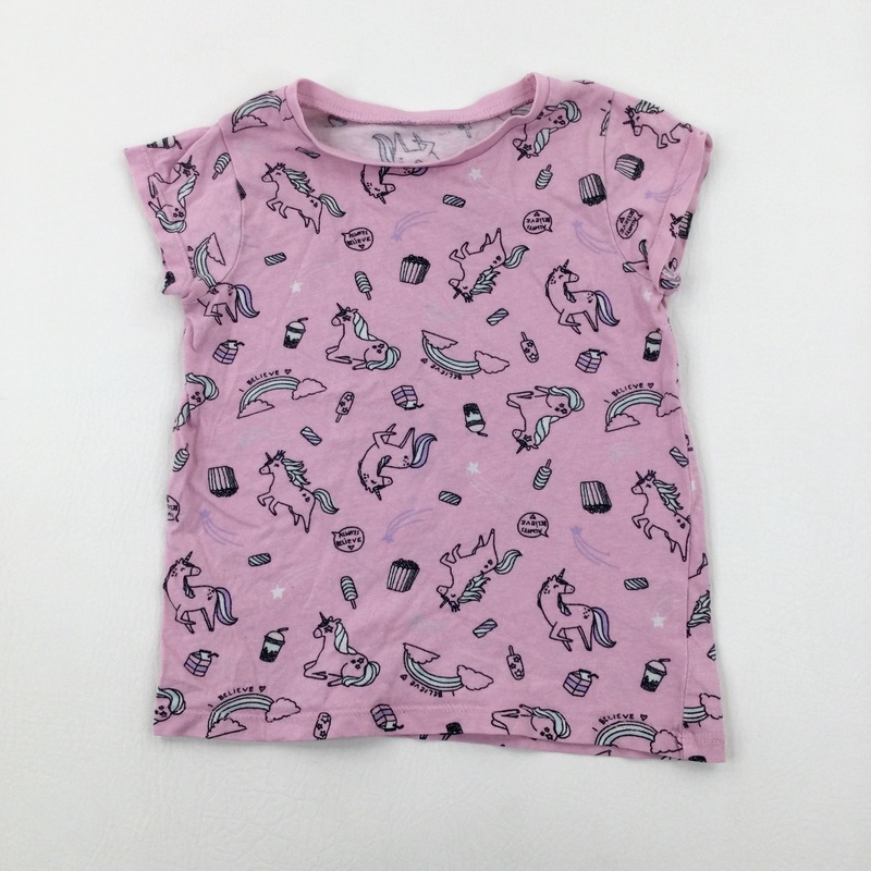 'Always Believe' Unicorns Pink T-Shirt - Girls 3-4 Years