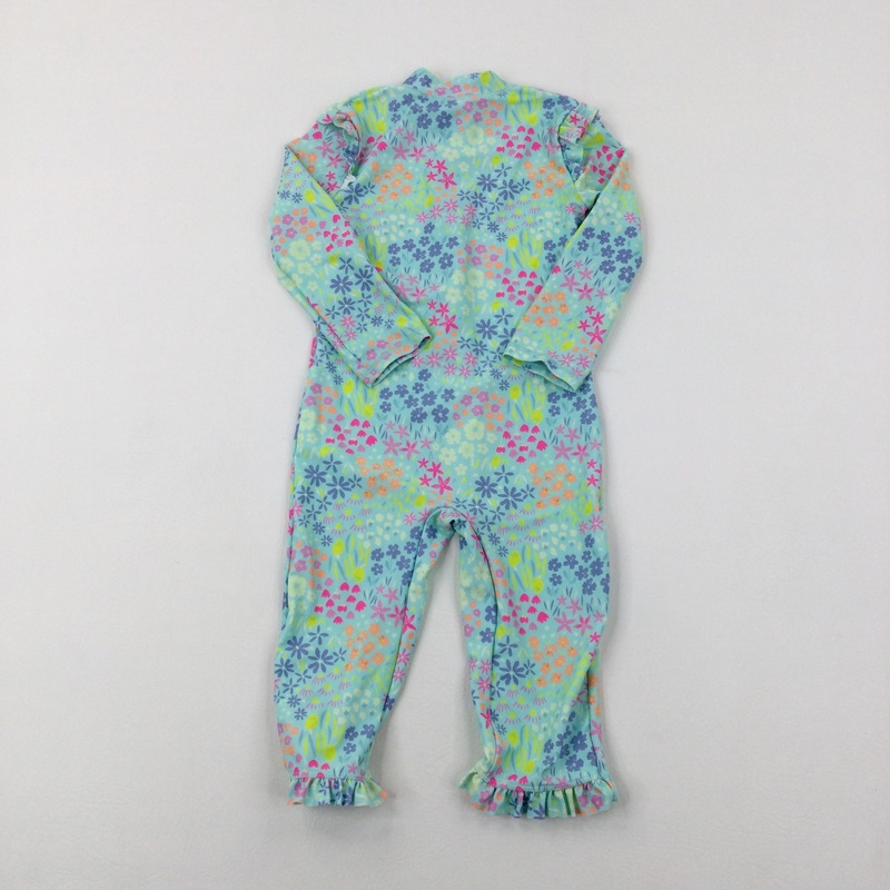 Colourful Flowers Green Beach Suit - Girls 3-4 Years
