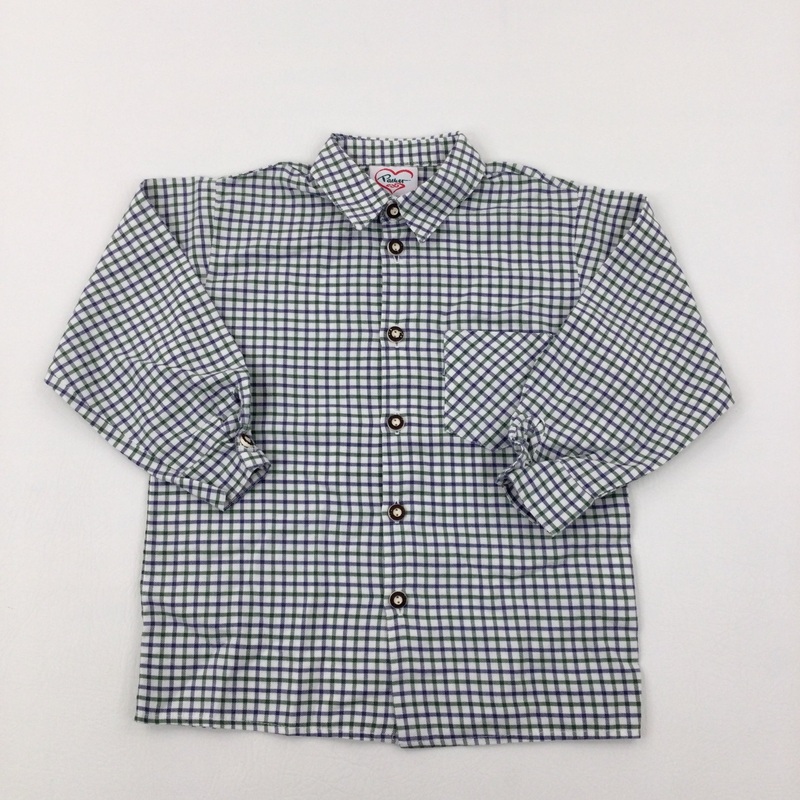 Green & Blue Checked Shirt - Boys 3-4 Years