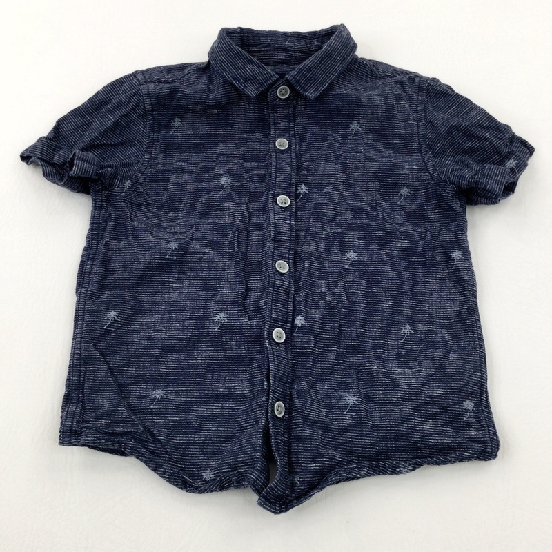 Palm Trees Navy Striped Shirt - Boys 18-24 Months