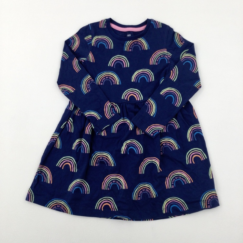 Rainbows Navy Dress - Girls 3-4 Years