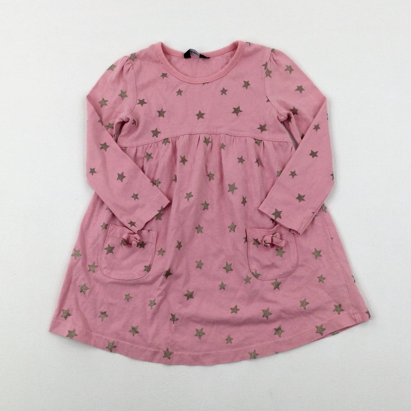 Stars Sparkly Pink Dress - Girls 2-3 Years