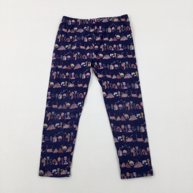 Toadstools & Owls Navy Leggings  - Girls 3-4 Years