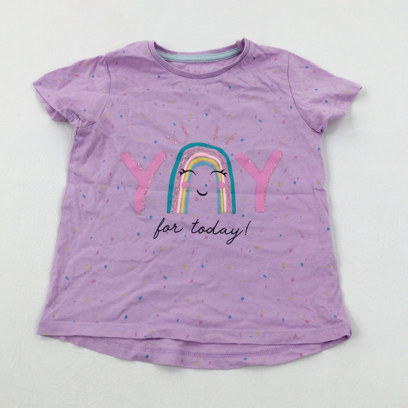 Yay For Today!' Rainbow Glittery Lilac T-Shirt - Girls 2-3 Years