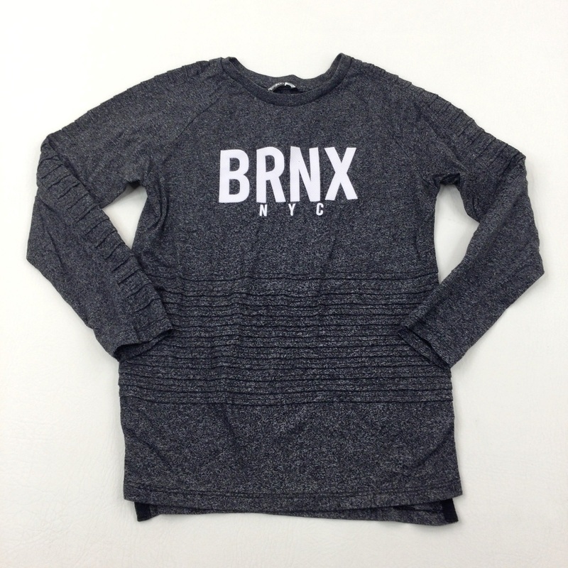 'BRNX NYC' Charcoal Grey Long Sleeve Top - Boys 7-8 Years