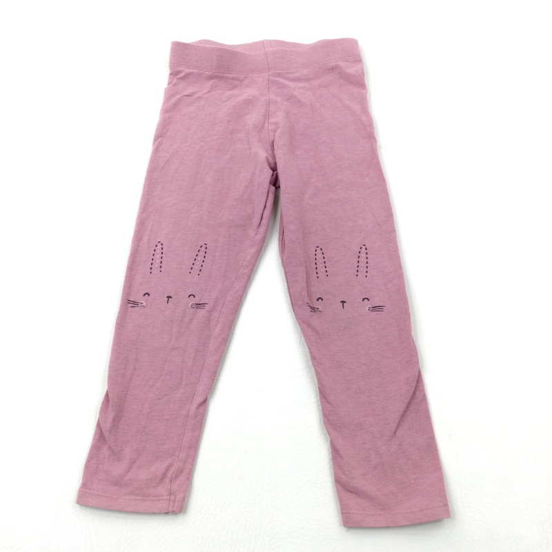 Bunnies Dusky Pink Leggings - Girls 4-5 Years