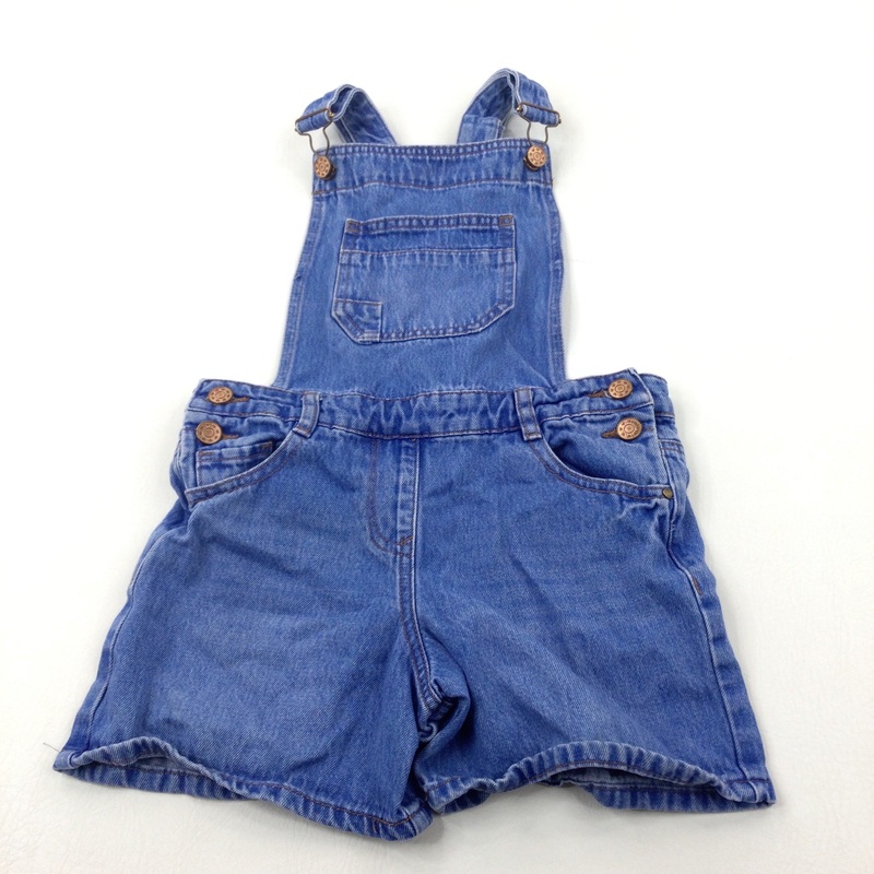 Mid Blue Denim Short Dungarees - Girls 9-10 Years