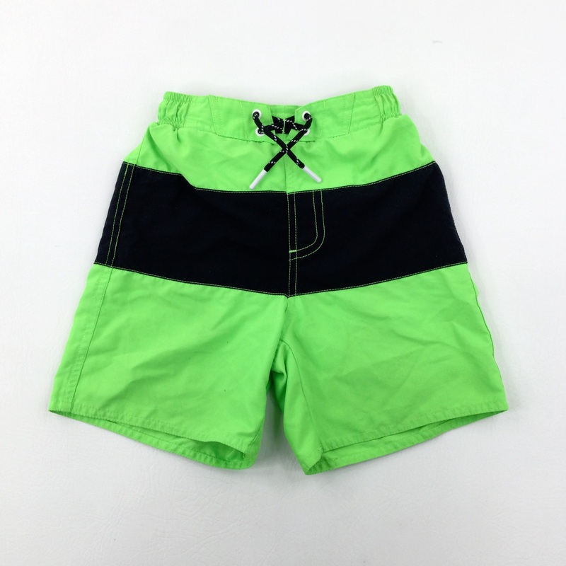 Neon Green & Black Swim Shorts - Boys 4-5 Years