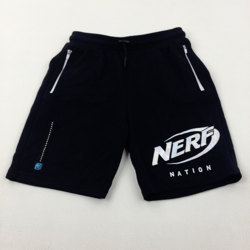 'Nerf Nation' Black Thick Jersey Shorts - Boys 9-10 Years