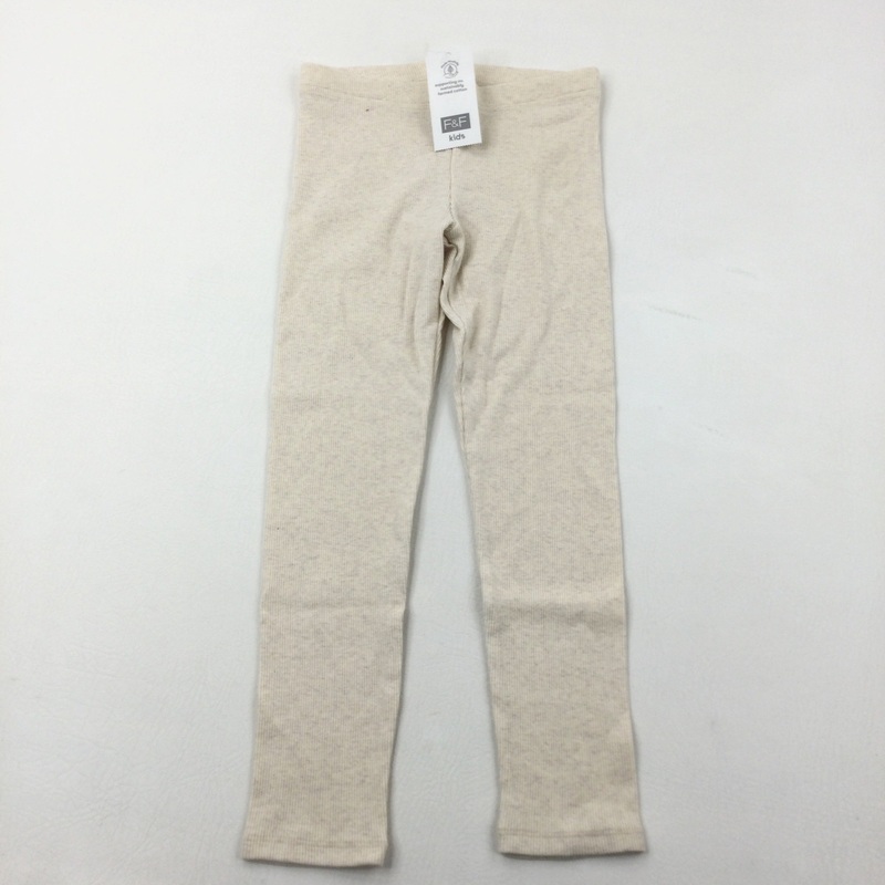 **NEW** Cream Ribbed Leggings - Girls 7-8 Years