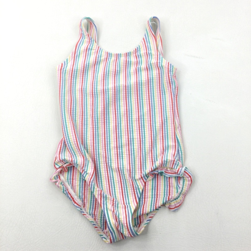 Rainbow Stripes Swimming Costume - Girls 6-7 Years