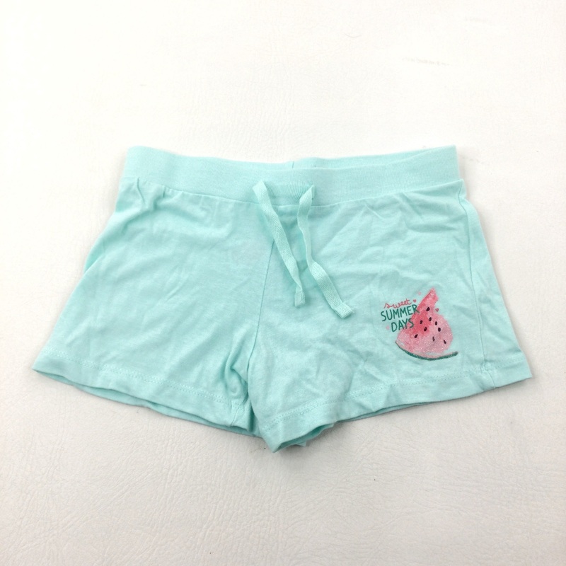 'Sweet Summer Days' Watermelon Mint Green Jersey Shorts - Girls 6-7 Years