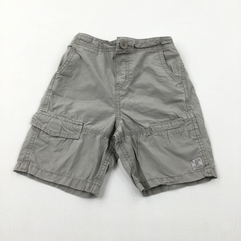 Taupe Cotton Cargo Shorts With Adjustable Waist - Boys 2-3 Years