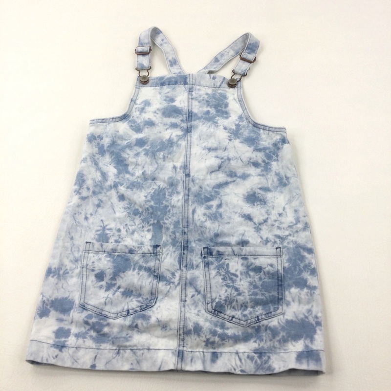 Tie Dye Effect Denim Dungaree Dress - Girls 8-9 Years