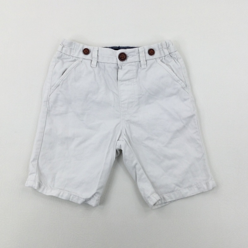 White Shorts With Adjustable Waist - Boys 4-5 Years