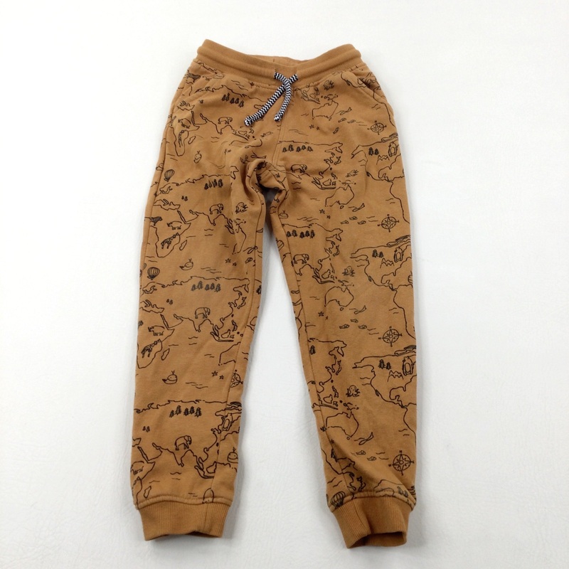 World Maps Tan Joggers - Boys 5-6 Years