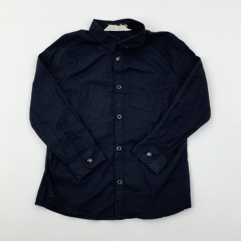 Black Cotton Shirt - Boys 4-5 Years