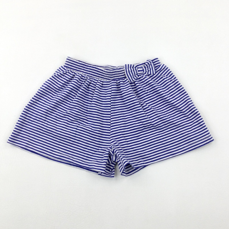 Blue & White Jersey Shorts - Girls 4-5 Years