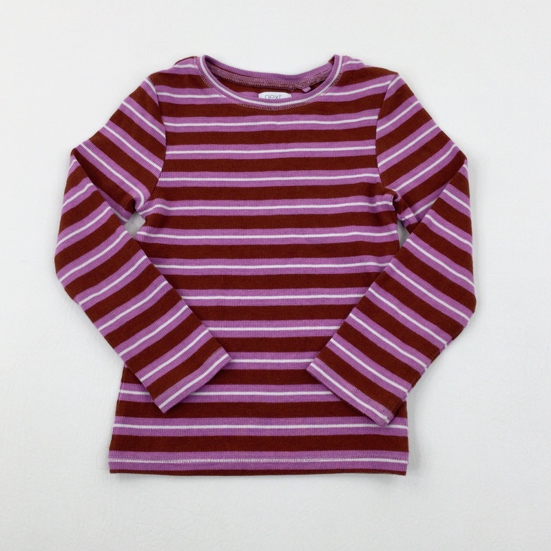 Purple & Brown Striped Long Sleeve Top - Girls 4-5 Years
