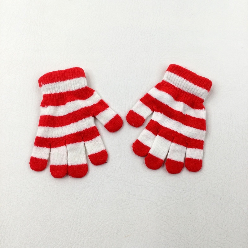 Red & White Striped Gloves - Boys/Girls 2-6 Years