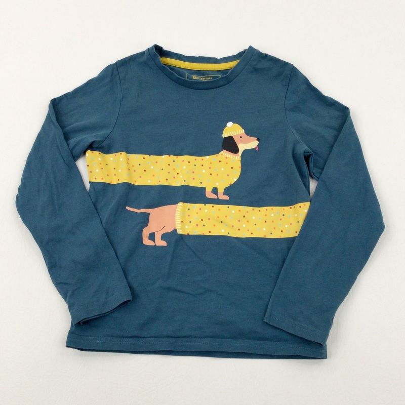 Sausage Dog Blue Long Sleeve Top- Boys 5-6 Years