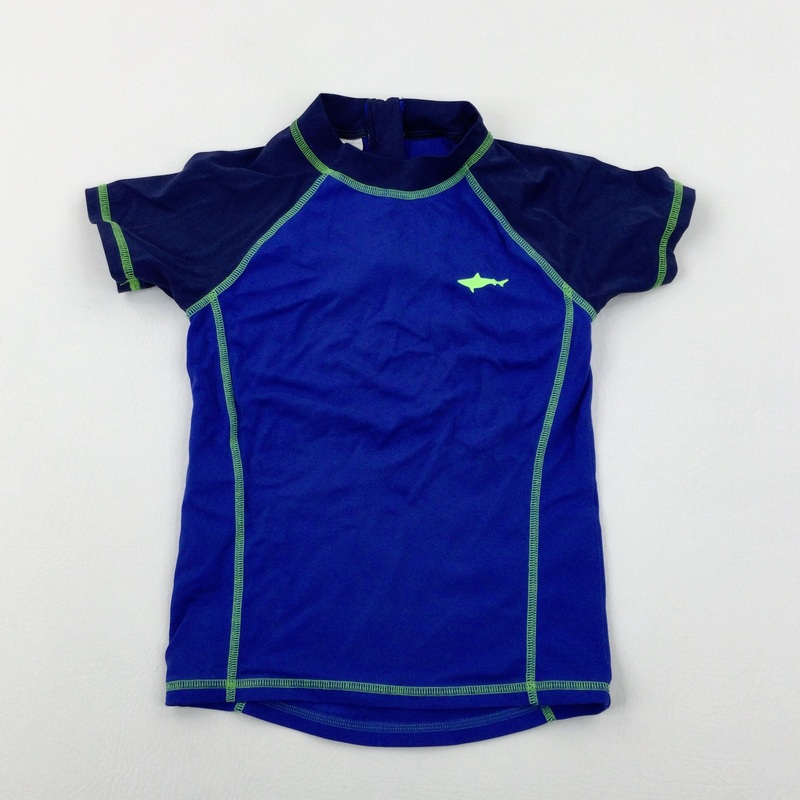 Shark Motif Blue Beach Top - Boys 5-6 Years