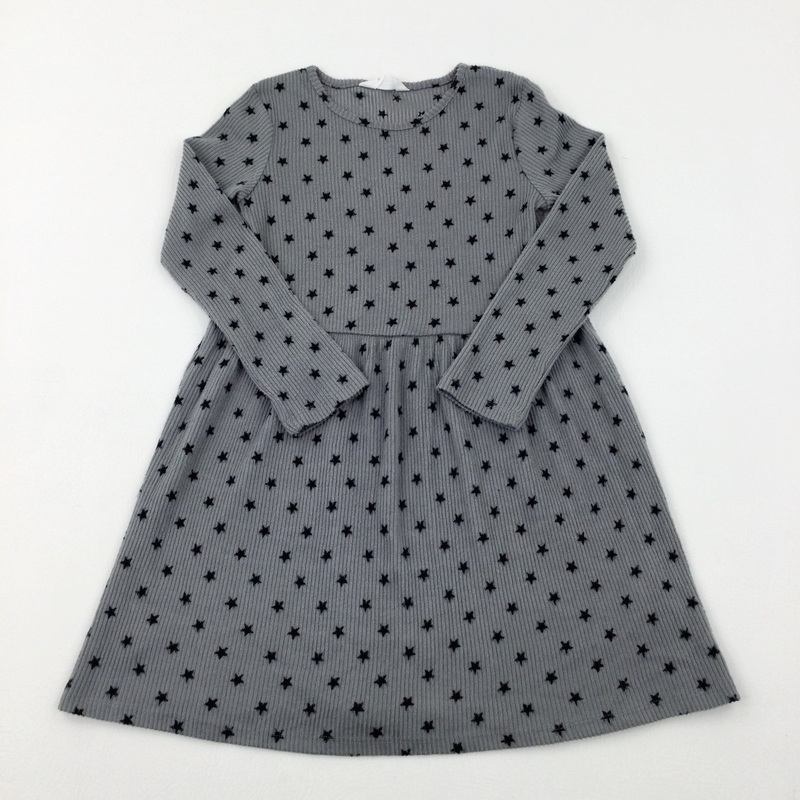 Stars Grey Dress - Girls 7-8 Years