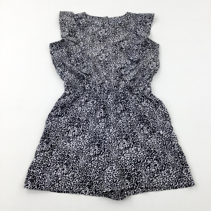 Animal Print Black & White Playsuit - Girls 10-11 Years