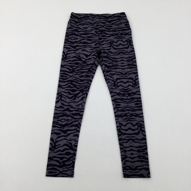 Animal Print Charcoal Grey Sports Leggings - Girls 9-10 Years