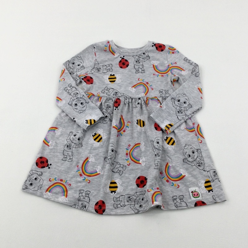 'Cocomelon' Rainbows & Ladybirds Grey Dress- Girls 3-4 Years