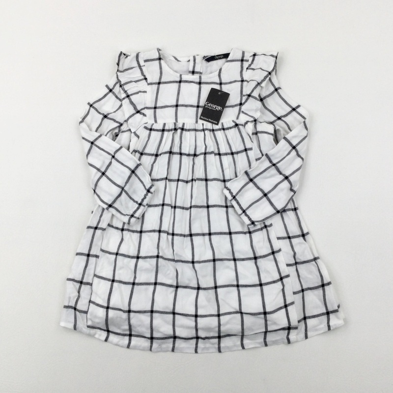 **NEW** Black & White Checked Dress - Girls 3-4 Years