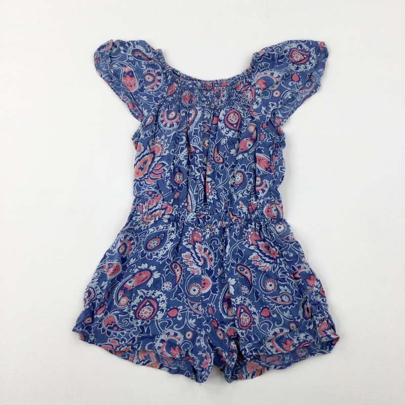 Paisley Blue Playsuit - Girls 8-9 Years