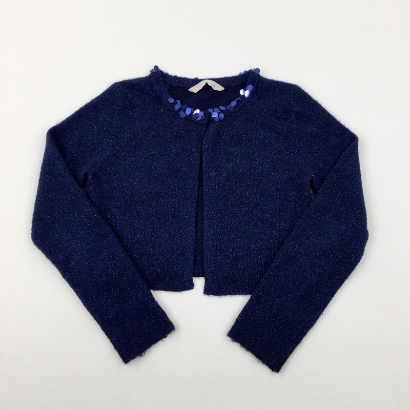 Sparkly Sequinned Navy Knitted Cardigan - Girls 8-9 Years