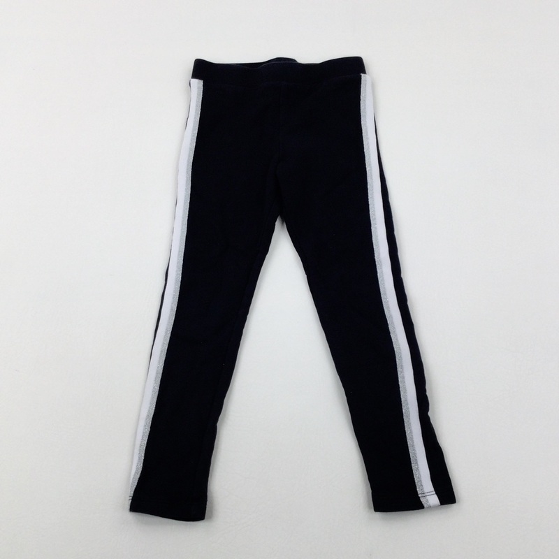 Sparkly Striped Black Leggings - Girls 3-4 Years