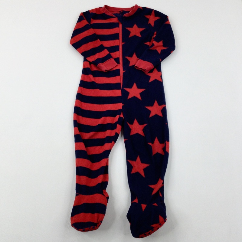 Stars Navy & Red Fleece Onesie - Boys 3-4 Years