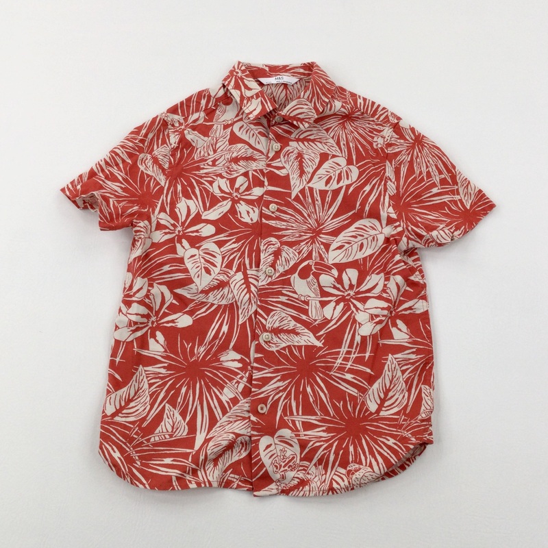 Birds Orange Shirt - Boys 6-7 Years