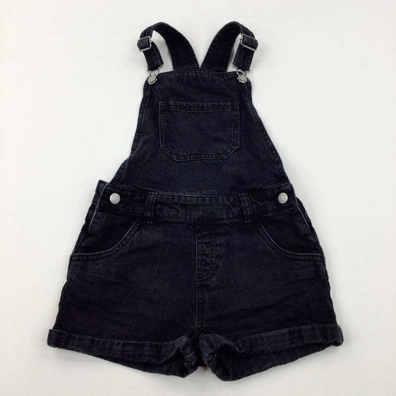 Black Denim Short Dungarees - Girls 8-9 Years