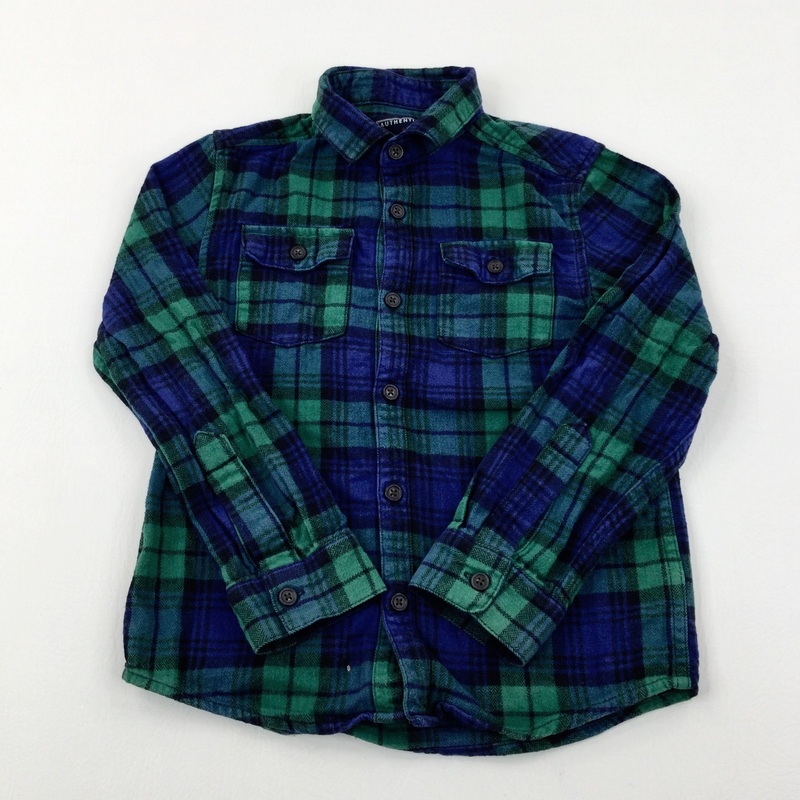 Blue & Green Checked Shirt - Boys 5-6 Years