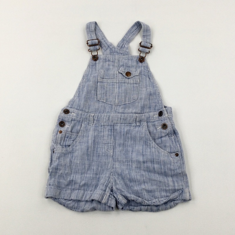 Blue Striped Denim Dungarees - Girls 5-6 Years
