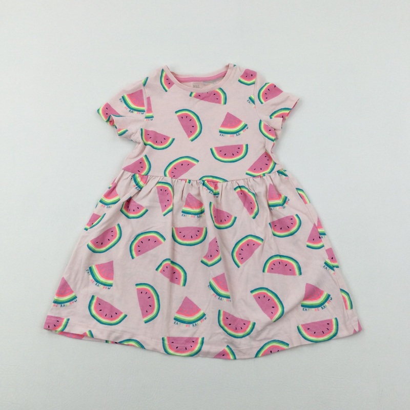 'Eat The Rainbow' Pink Dress - Girls 5-6 Years
