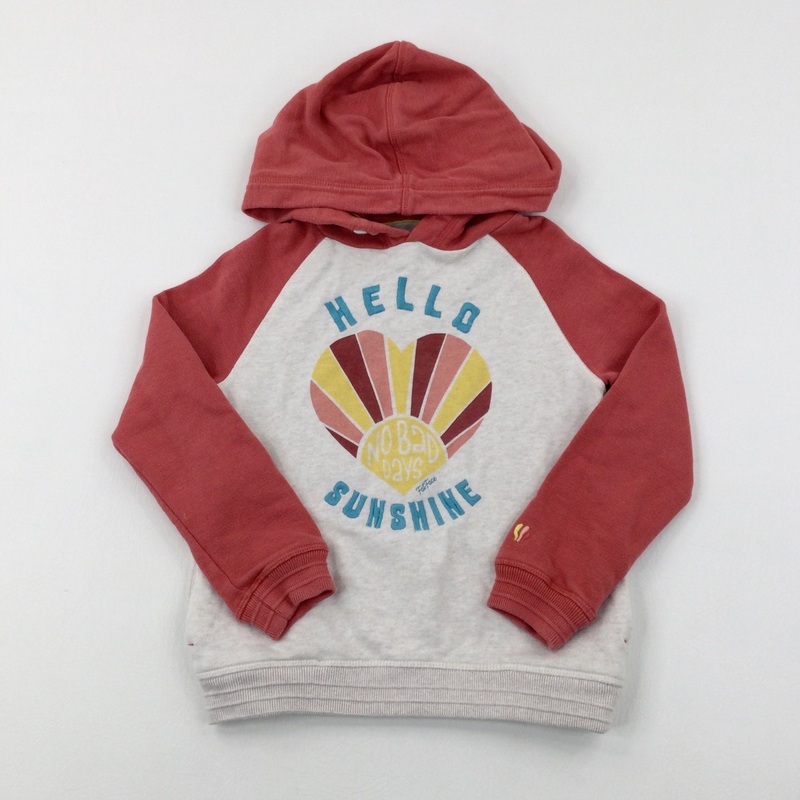 'Hello Sunshine' Heart Coral Pink & Grey Hoodie - Girls 5-6 Years