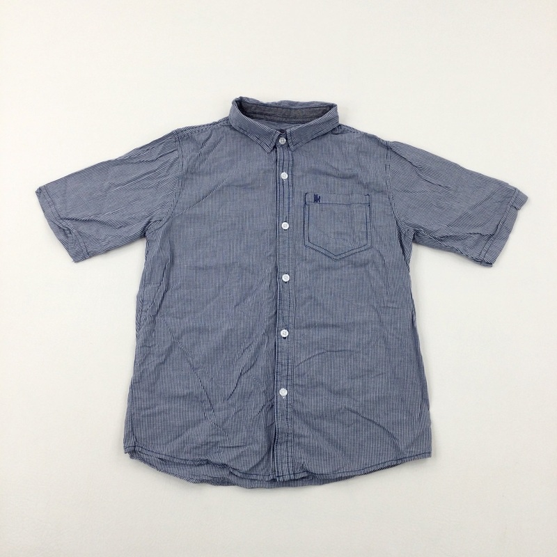 Navy Checked Short Sleeved Shirt - Boys 12-13 Years