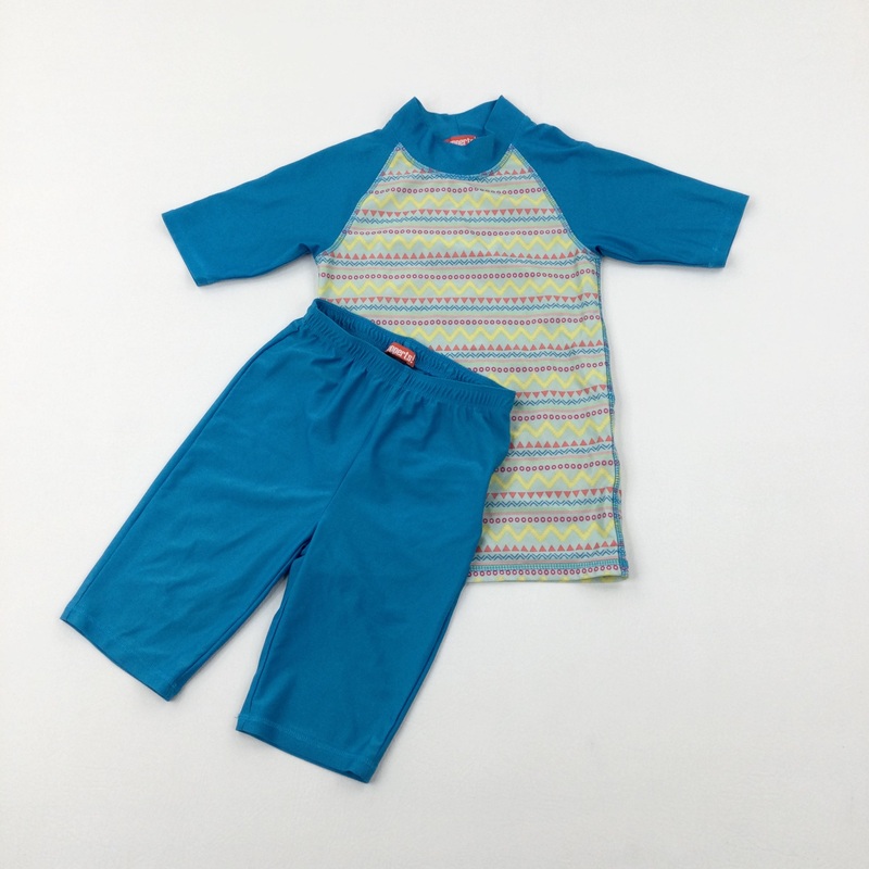 Patterned Blue Beach Suit - Boys 7-8 Years